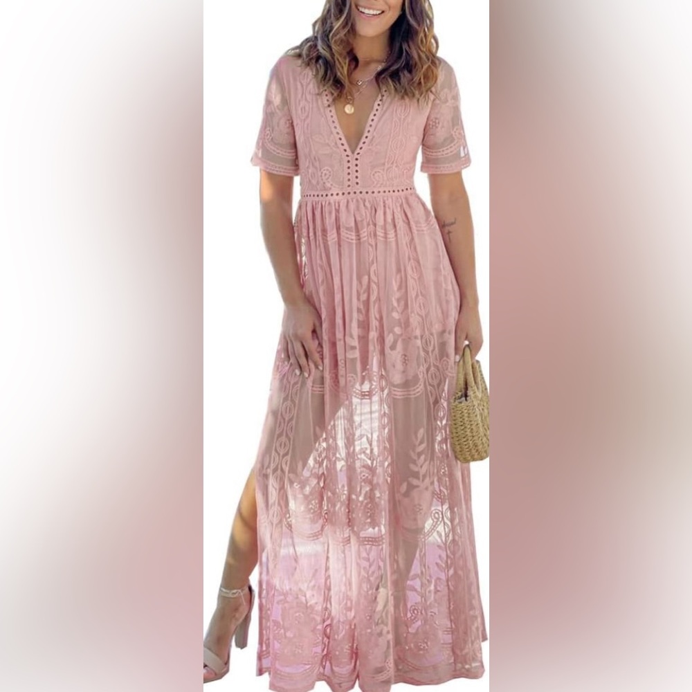 Wicky LS Boho Lace Romper Maxi